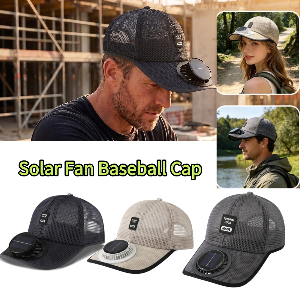 Renewable Energy Fan - Unisex Solar Powered Fan Cap Fishing